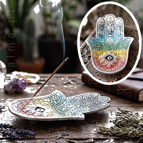 Porta-Incenso Mão de Fátima – Multicolor 8,5X13 cm