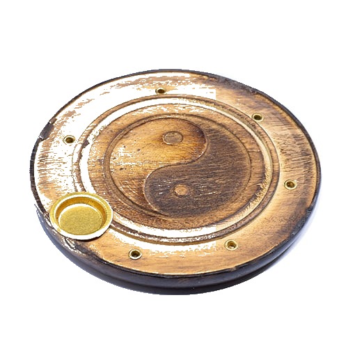 Base de Madeira para Incenso com Yin Yang