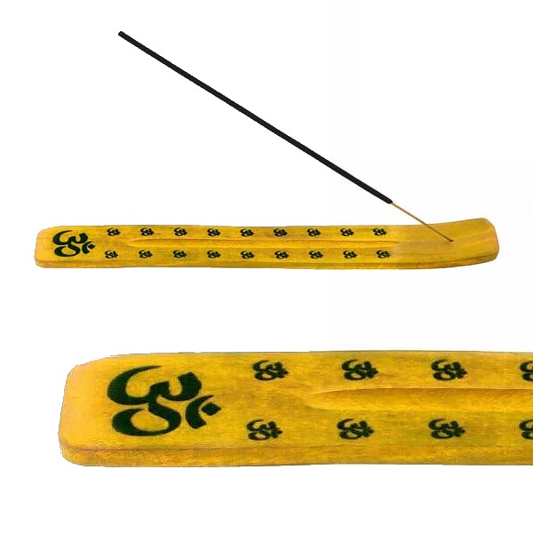 Incensário de Madeira com Símbolo Om – Amarelo