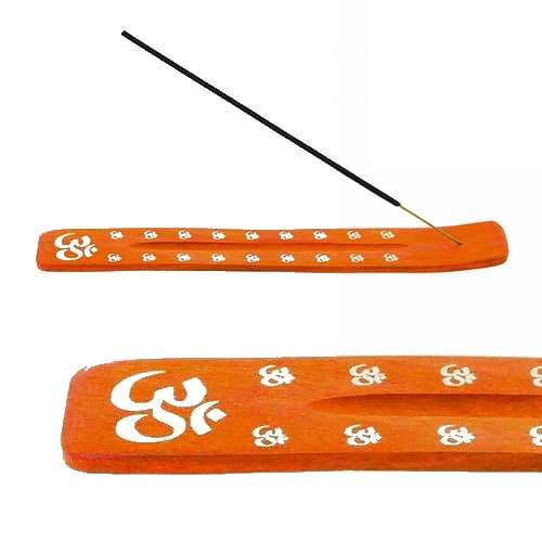 Incensário de Madeira com Símbolo Om – Laranja