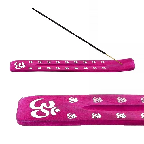 Incensário de Madeira com Símbolo Om – Rosa