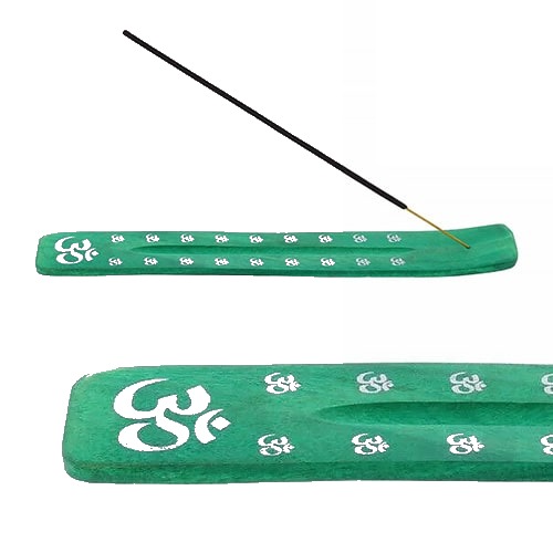 Incensário de Madeira com Símbolo Om – Verde