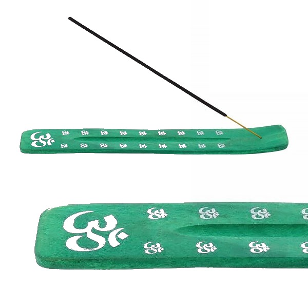 Incensário de Madeira com Símbolo Om – Verde - Image 2