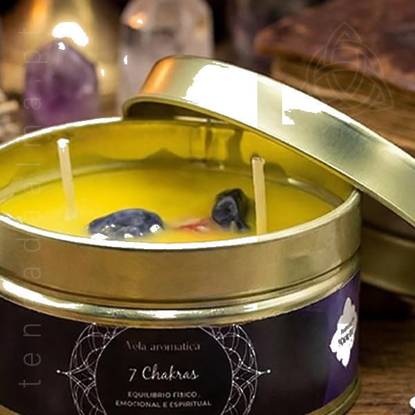 Vela 7 Chakras com Pedras